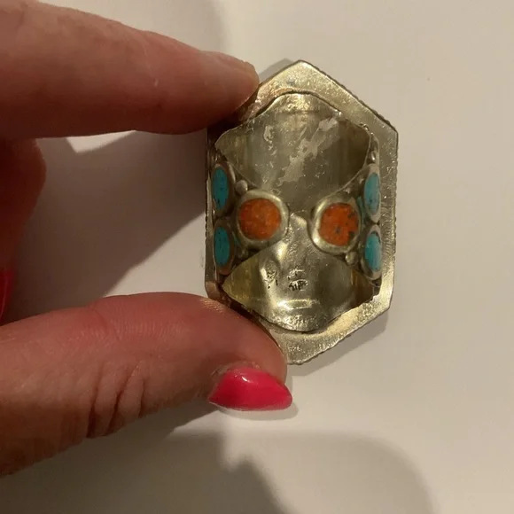 Vintage Men’s Sterling Silver Southwestern Turquoise Ring Jewelry Heavyweight